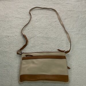 Elegant Cream and Tan RFID Crossbody Bag